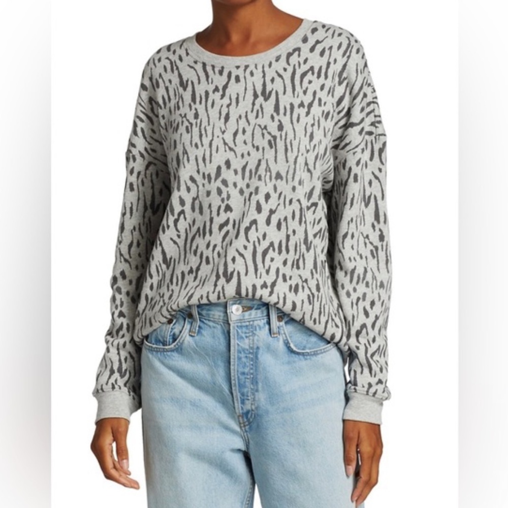 Rails Marlo Gray Abstract Cheetah Pullover Sweater Small